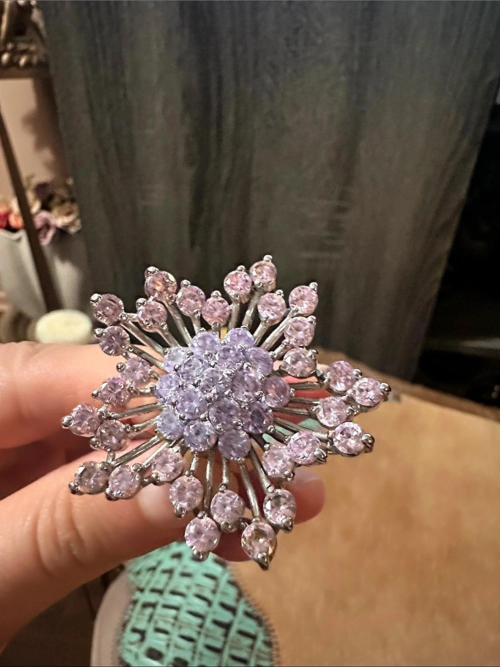 Susanne Somers Floral Swarovski Crystals Statement Ring